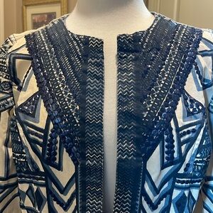 Chico's Geometric Navy and Cream Blazer size 0